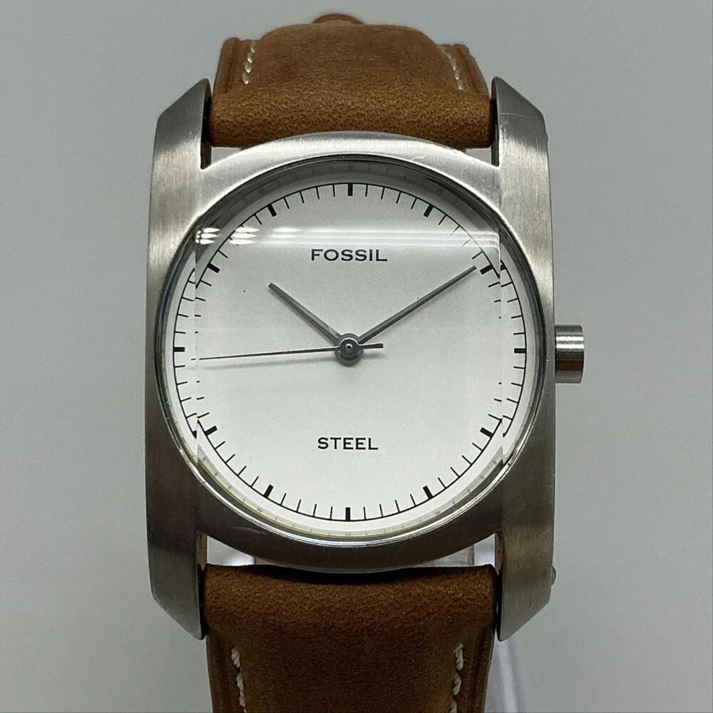 Fossil Arkitekt FS-2782 Men Watch 30mm Brown Leather Stainless Steel New Battery